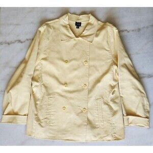 Vintage Eileen Fisher XL Butter Yellow Light Double Breasted Coat Jacket READ